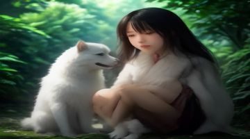 训犬师背对扑来的母犬进行行为中断训练，表情平静专注，场景在家庭客厅